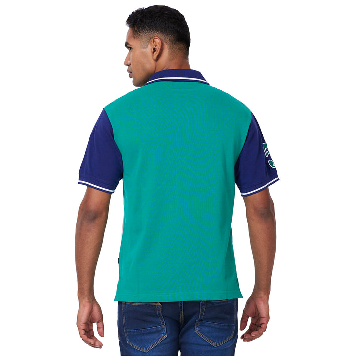 Men's Cut & Sew Polo T-Shirt with Crest Embroidery – Premium Cotton Casual Wear
