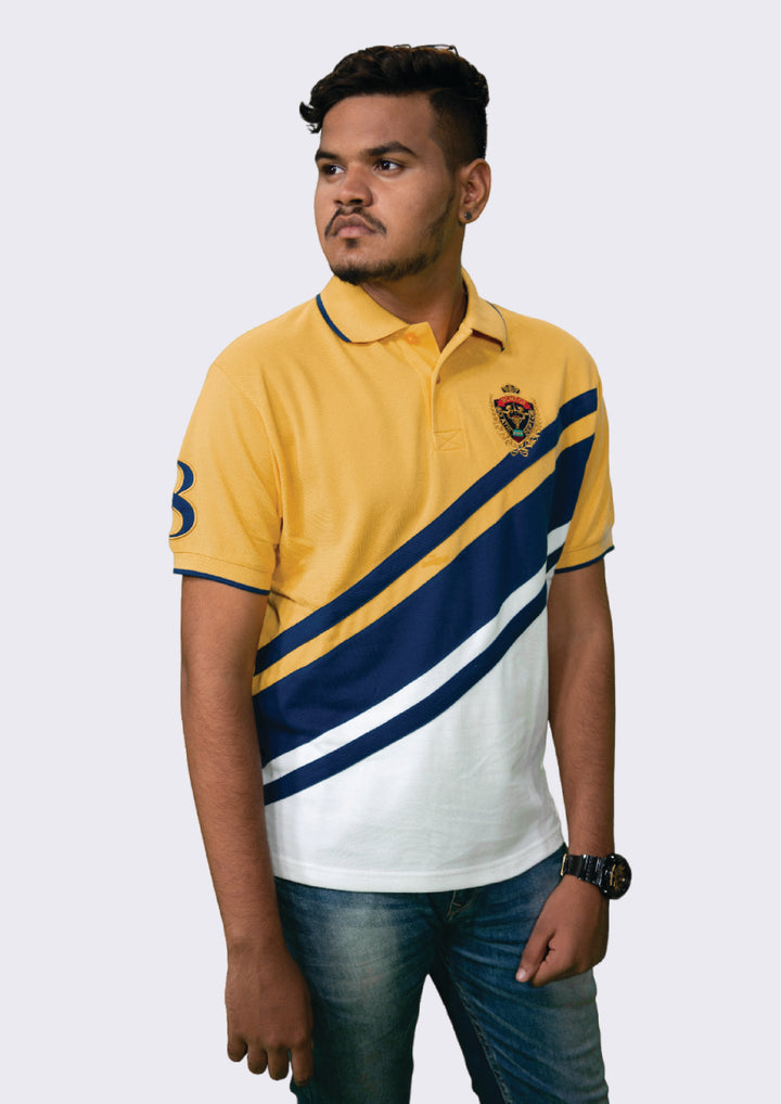 Men's Cut & Sew Polo with Crest Embroidery