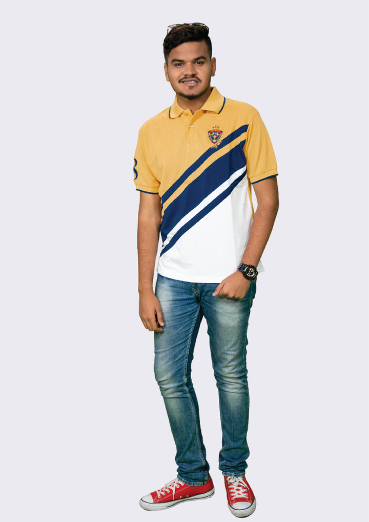 Crest Embroidered Polo – Cotton-Polyester Blend T-Shirts