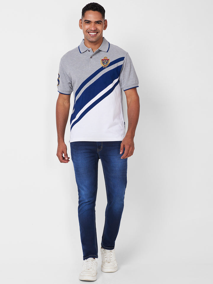 Men's Cut & Sew Polo with Crest Embroidery