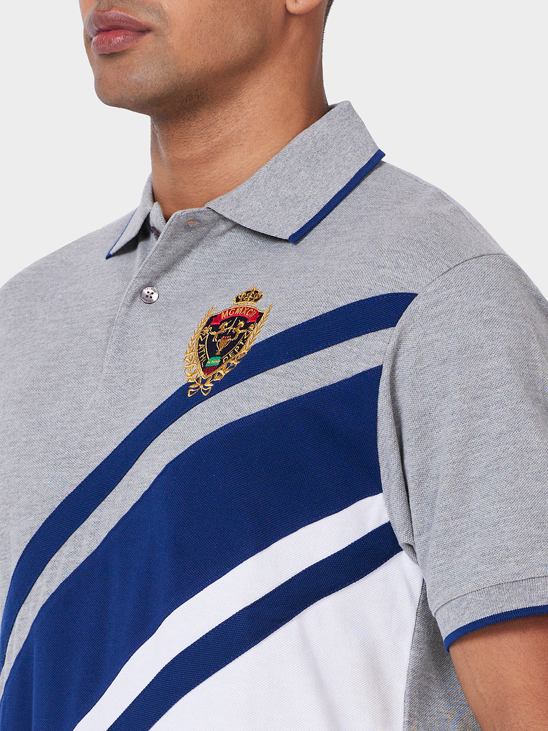 Men's Cut & Sew Polo with Crest Embroidery