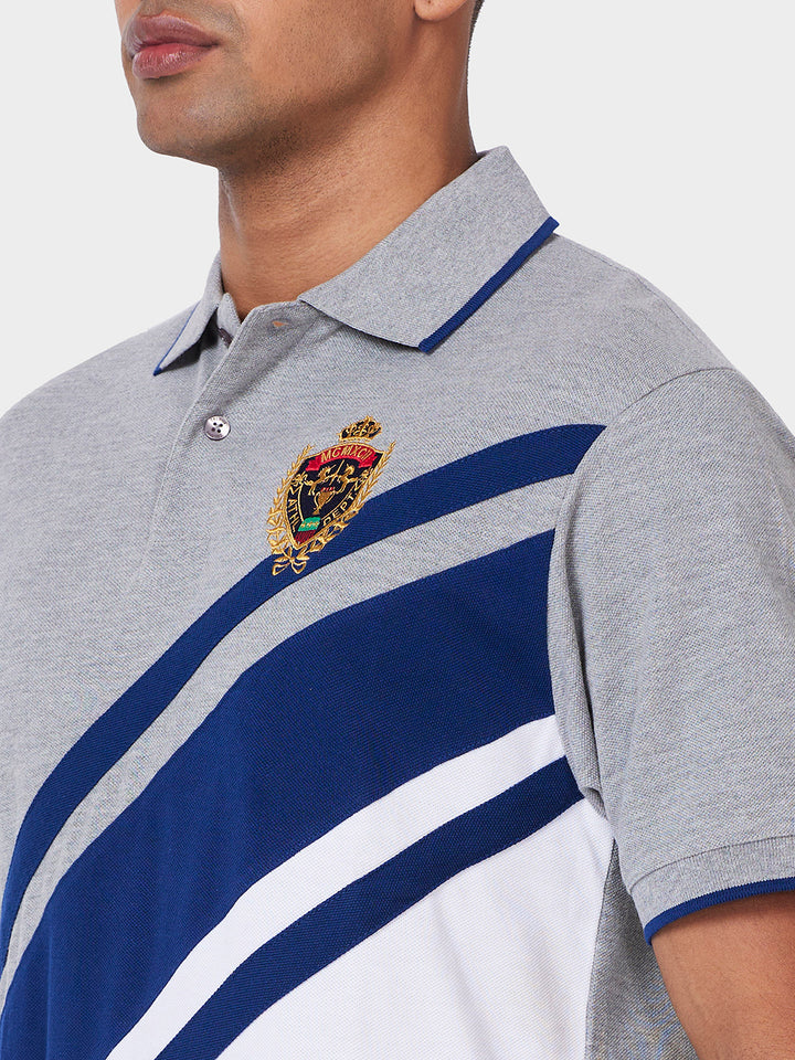 Men's Cut & Sew Polo with Crest Embroidery