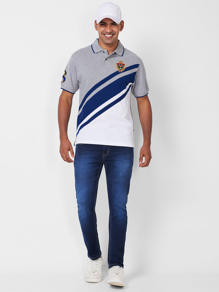 Men's Cut & Sew Polo with Crest Embroidery