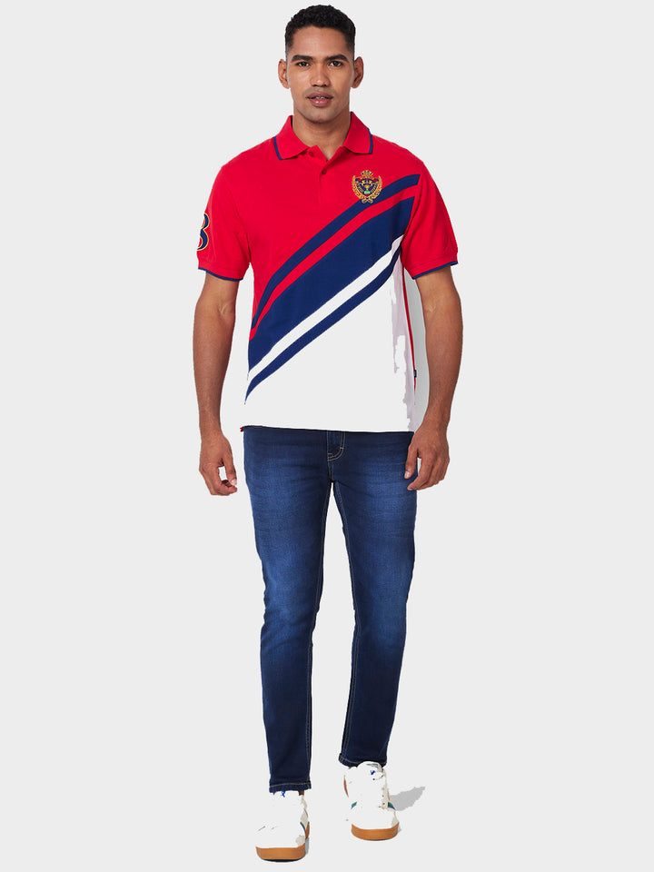 Men's Cut & Sew Polo with Crest Embroidery