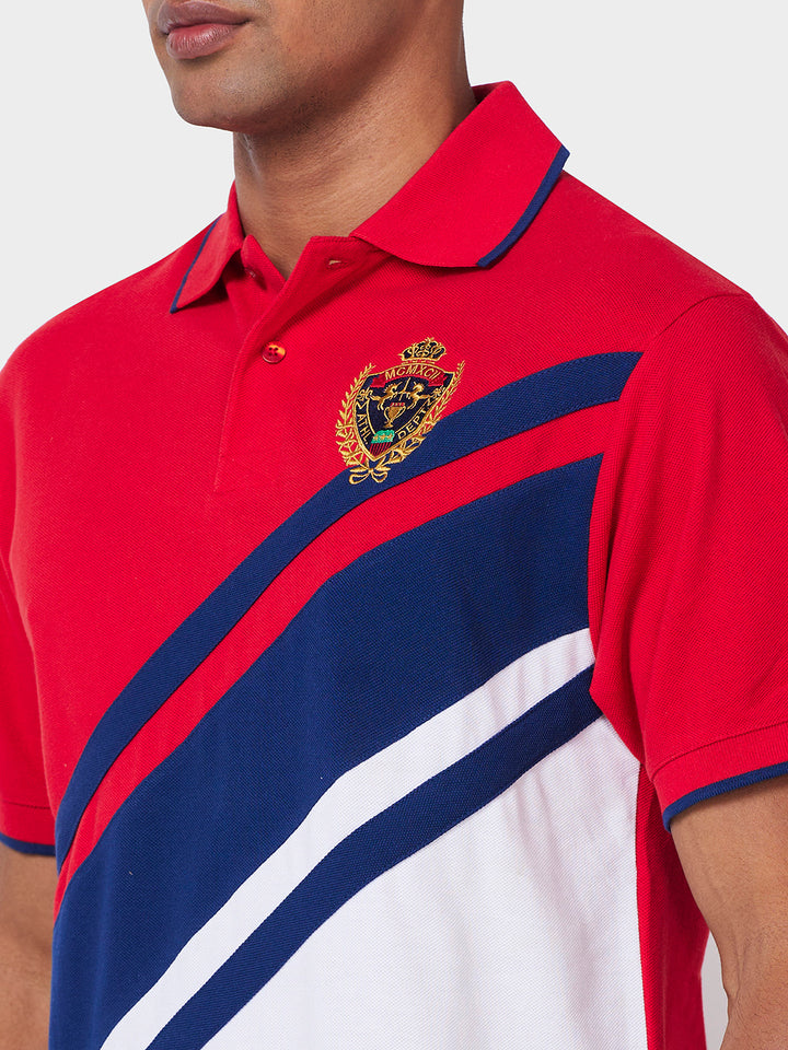 Men's Cut & Sew Polo with Crest Embroidery