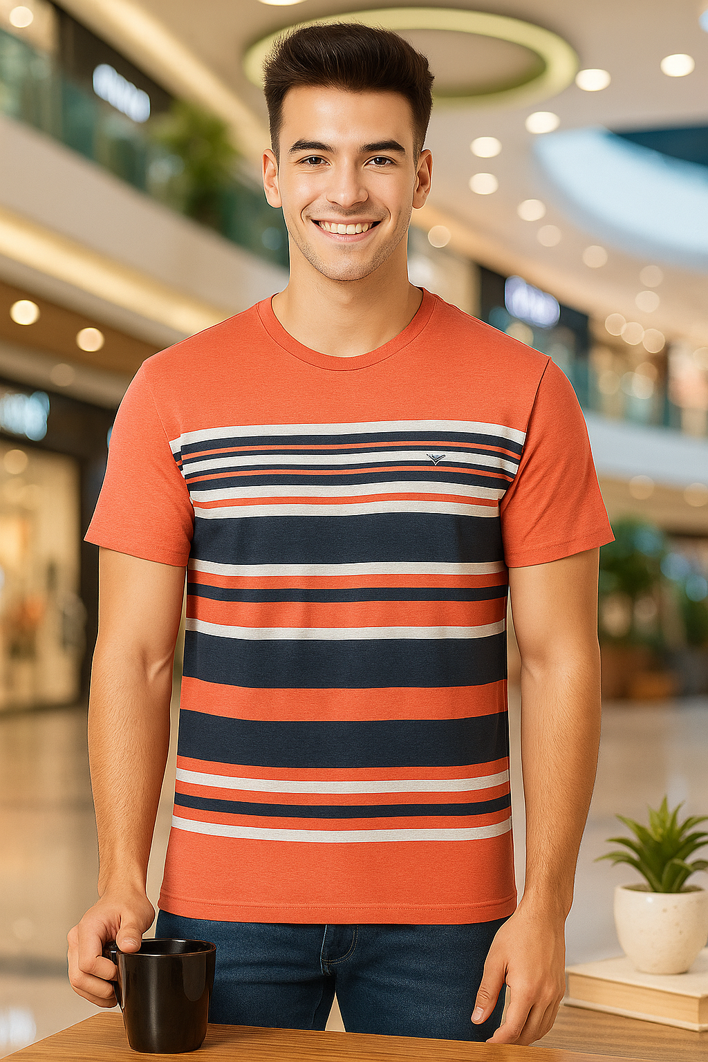 Men’s Striped Round Neck T-Shirt