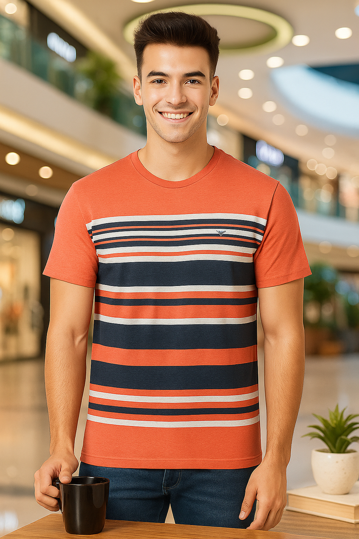 Men’s Striped Round Neck T-Shirt