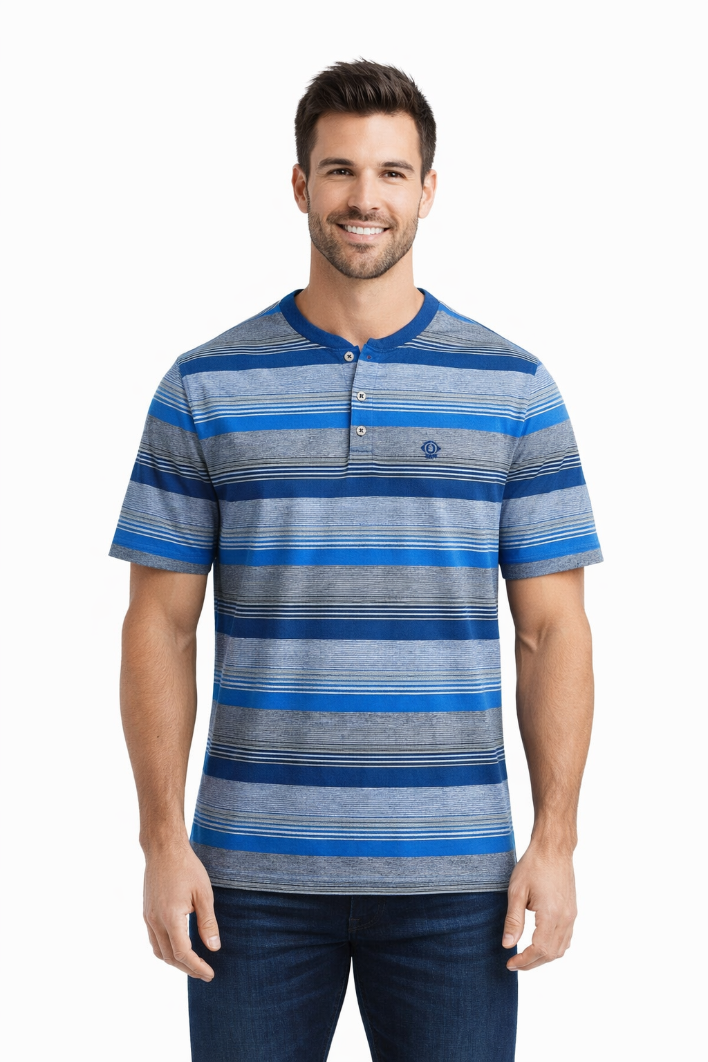 Men’s Striped Henley Neck T-Shirt