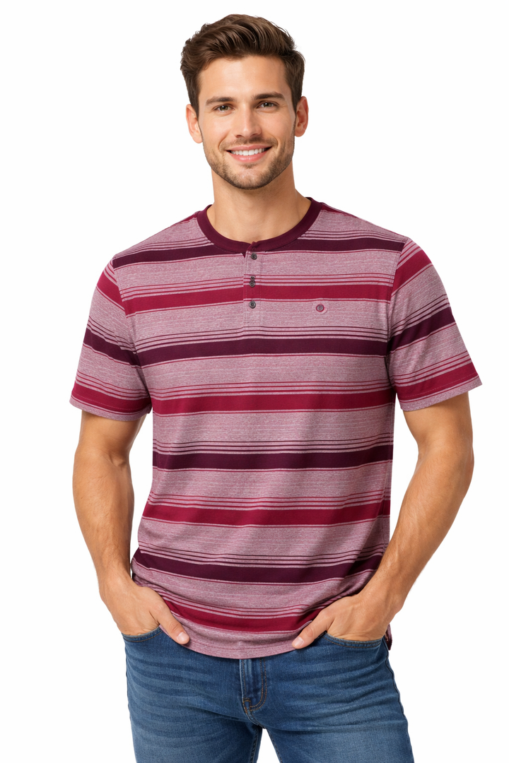 Men’s Striped Henley Neck T-Shirt