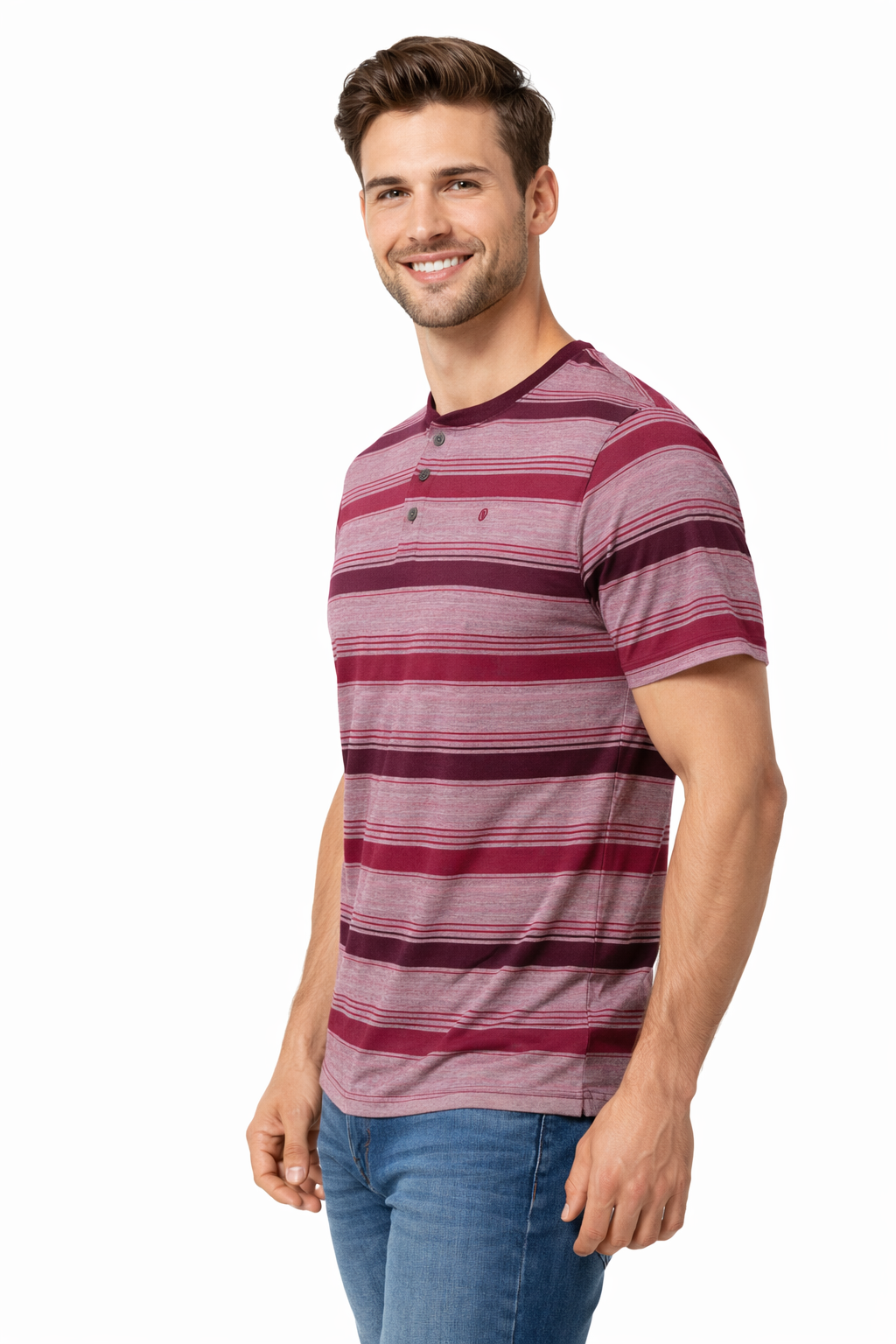 Men’s Striped Henley Neck T-Shirt