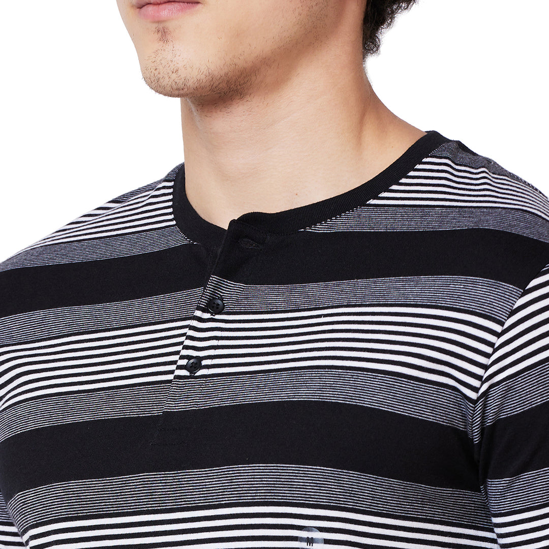 Men’s Striped Henley Neck T-Shirt