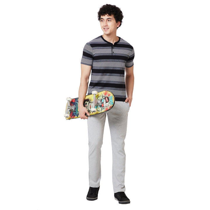 Men’s Striped Henley Neck T-Shirt