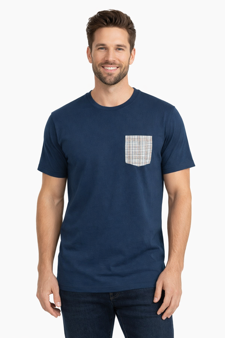 Men’s Round Neck T-Shirt with Contrast Printed