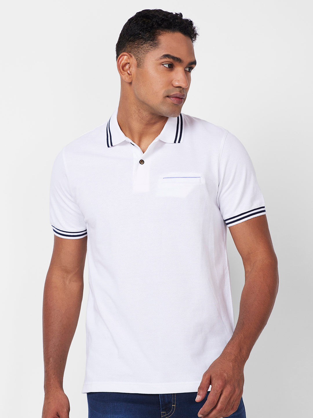 Men's Solid Polo T-Shirt with Contrast Tipping