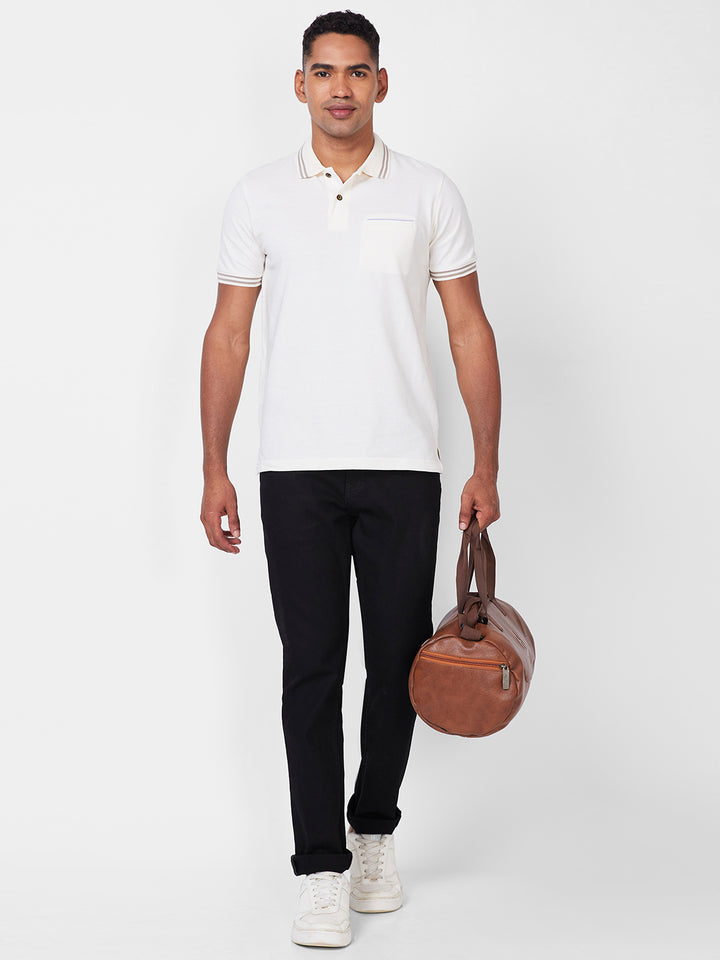Men's Solid Polo T-Shirt with Contrast Tipping