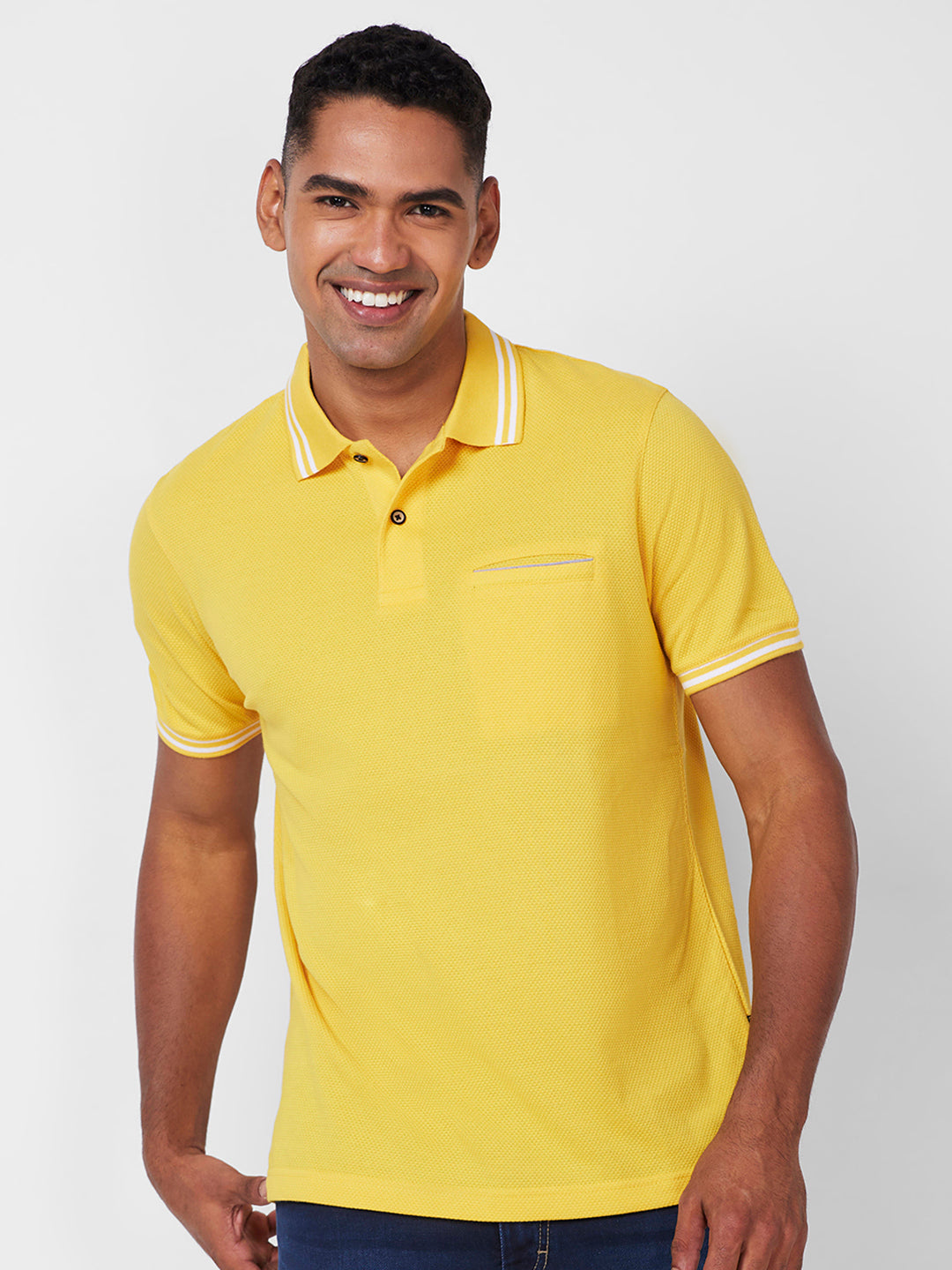 Men's Solid Polo T-Shirt with Contrast Tipping