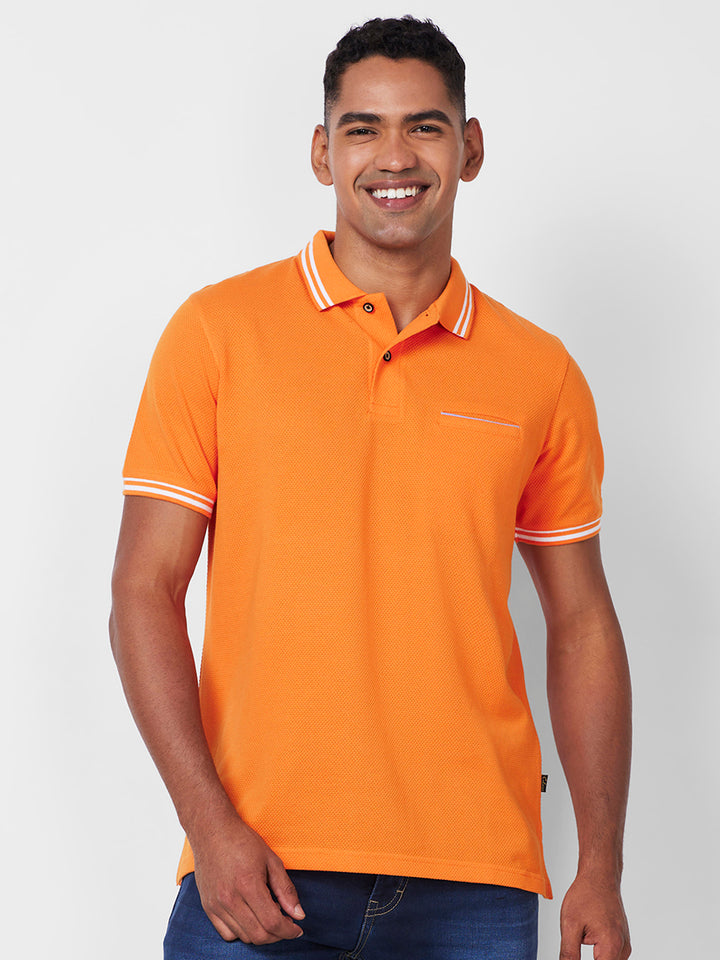 Men's Solid Polo T-Shirt with Contrast Tipping
