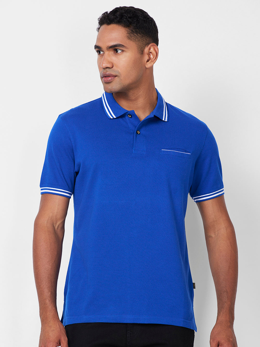 Men's Solid Polo T-Shirt with Contrast Tipping