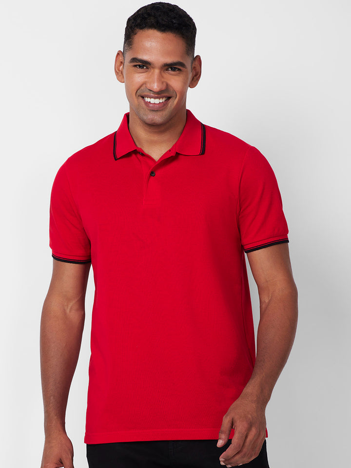 Men’s Solid  Polo with Tipping Collar