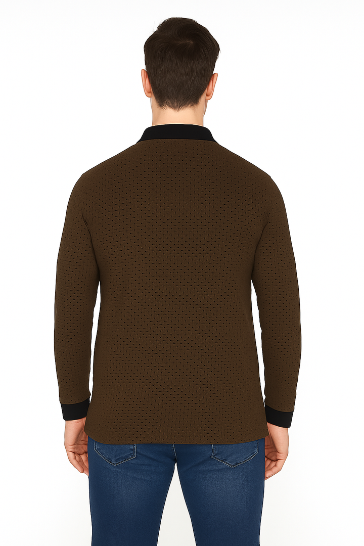 Men’s Textured Polo Neck T-Shirt