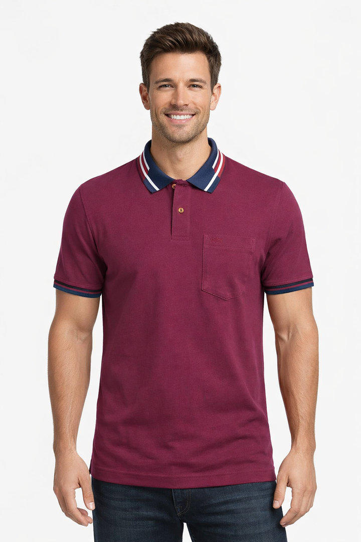 Men’s Solid Polo with Tipping Collar