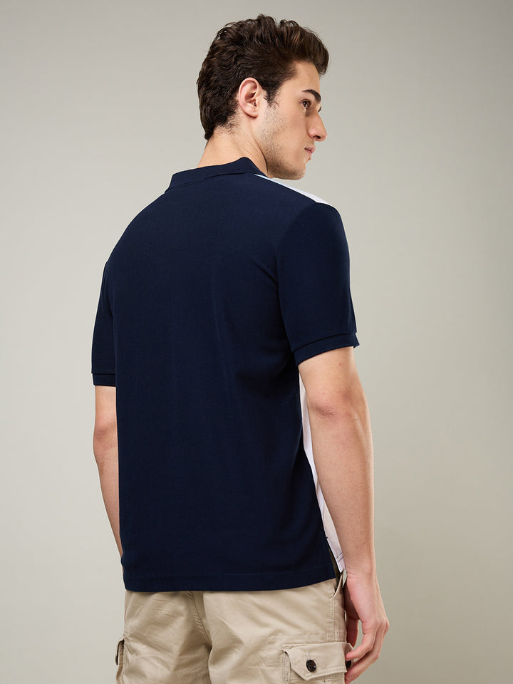 Men’s Vertical Stripe Piqué Polo Cotton Blend  T-Shirt