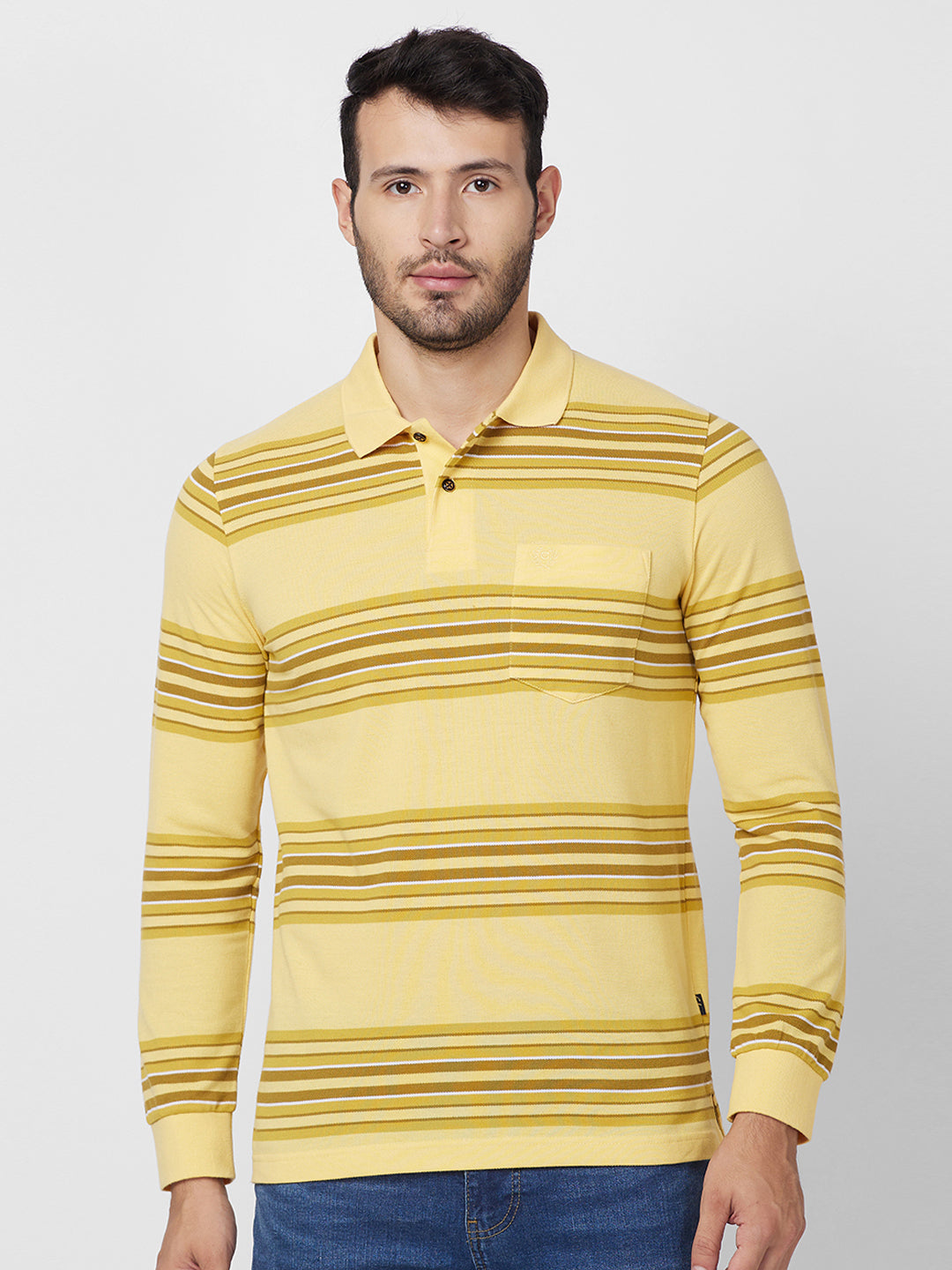 Men’s Striped Polo Cotton Blend – Long Sleeve - T-Shirts
