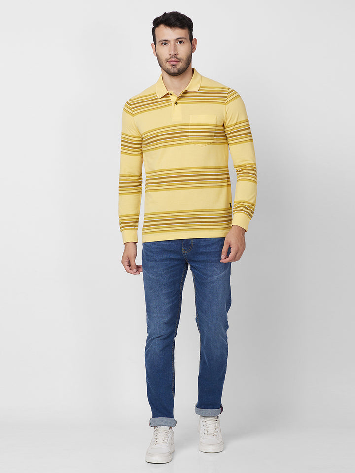 Men’s Striped Polo Cotton Blend – Long Sleeve - T-Shirts