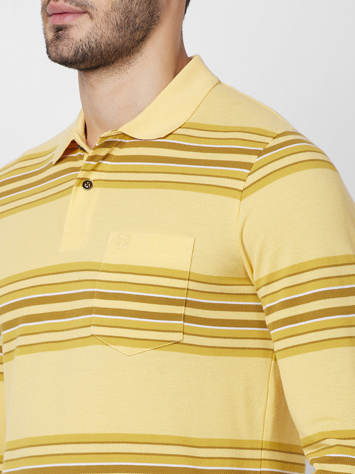Men’s Striped Polo Cotton Blend – Long Sleeve - T-Shirts