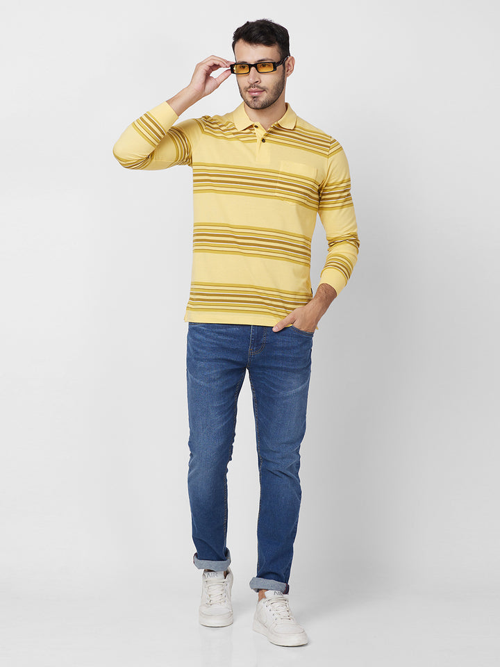 Men’s Striped Polo Cotton Blend – Long Sleeve - T-Shirts