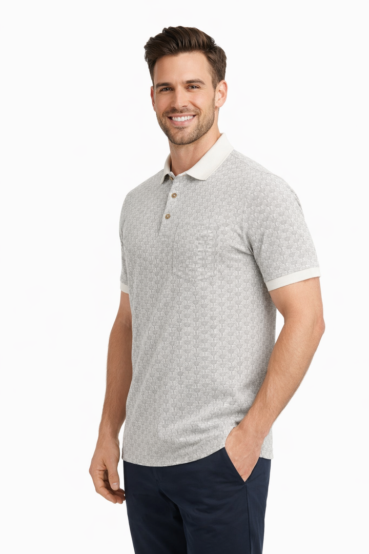 Men’s Textured Printed Polo