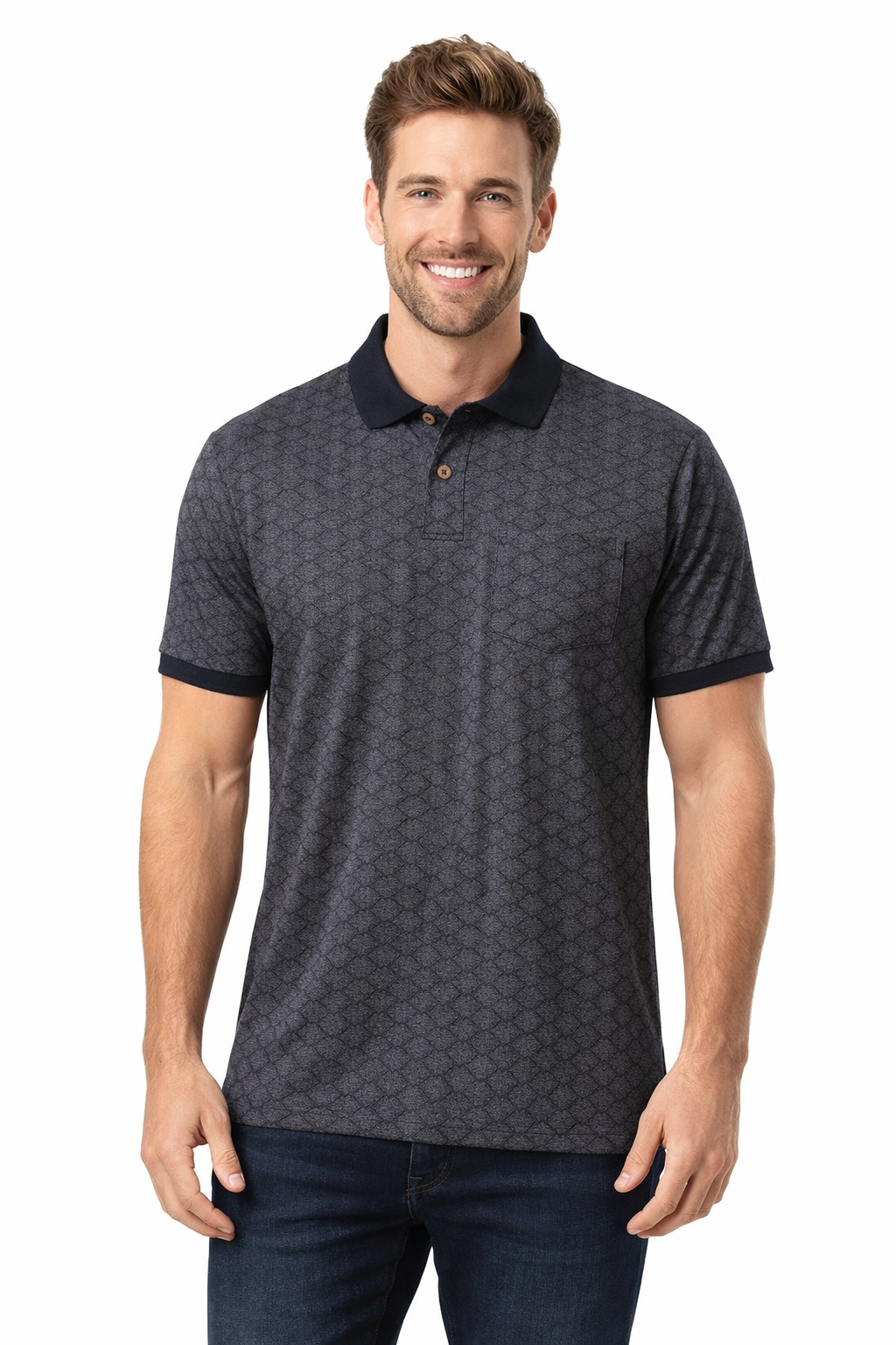 Men’s Textured Printed Polo