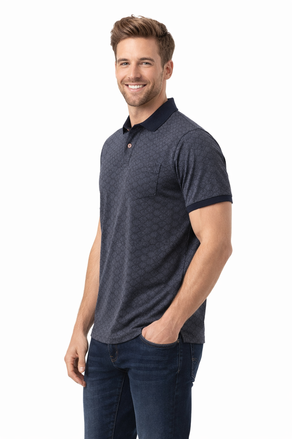 Men’s Textured Printed Polo