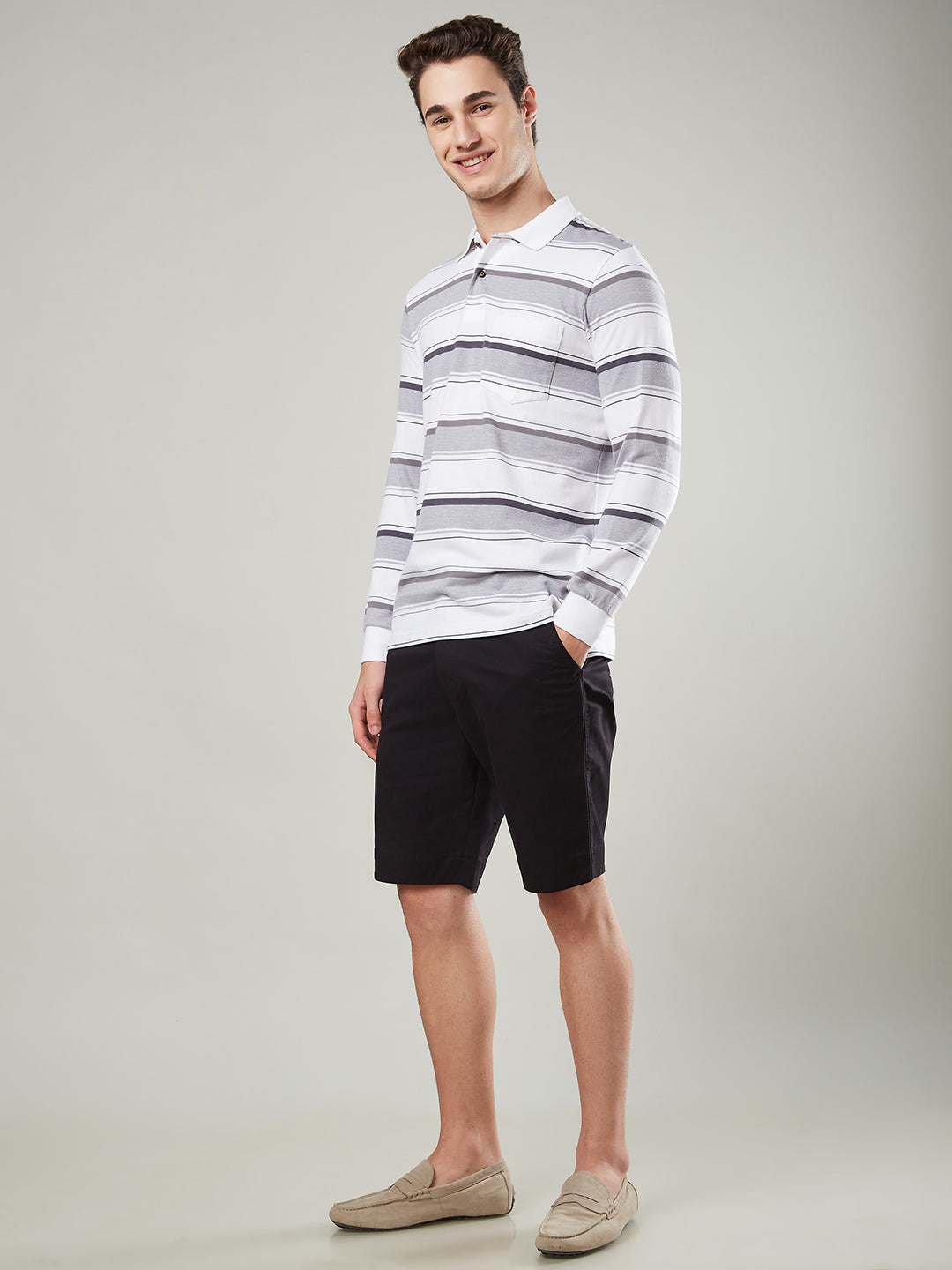 Men’s Striped Polo Cotton Blend – Long Sleeve - T-Shirts