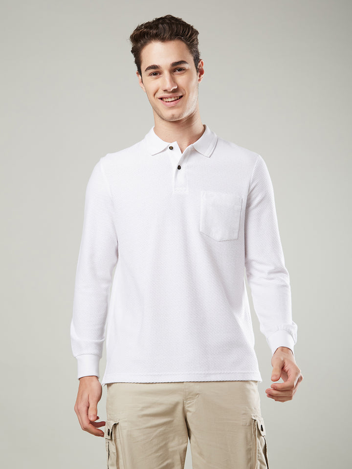 Men’s Jacquard Polo Shirt with Pocket – Full Sleeves