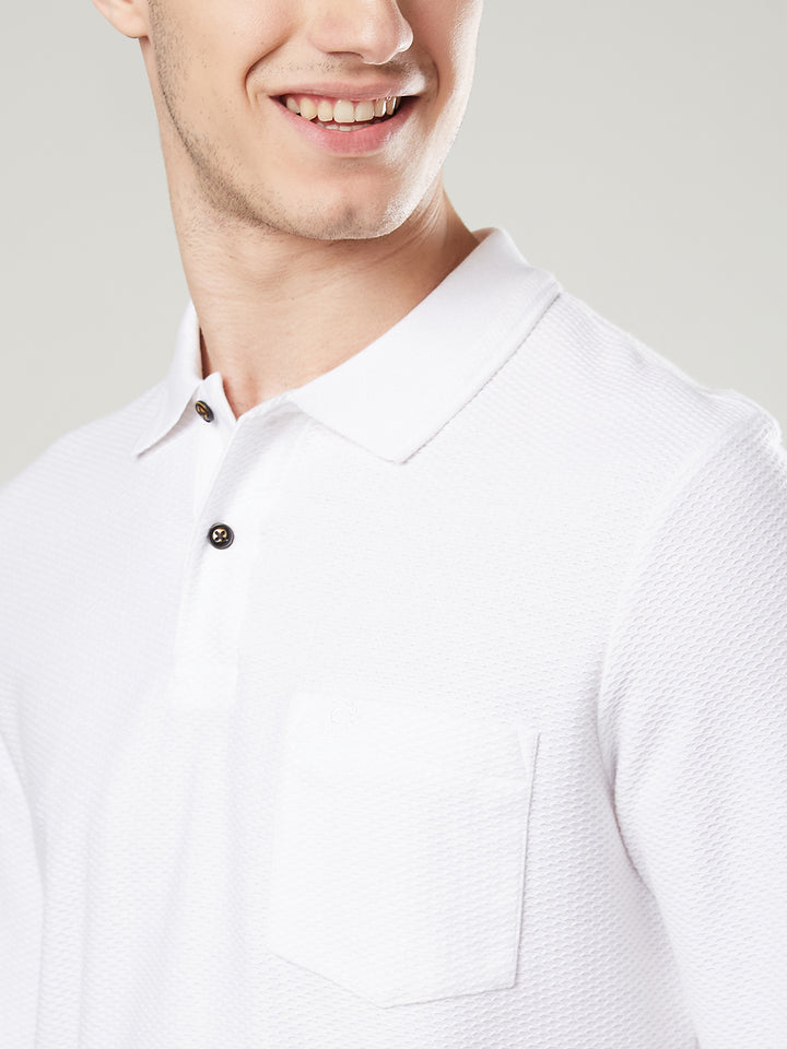 Men’s Jacquard Polo Shirt with Pocket – Full Sleeves