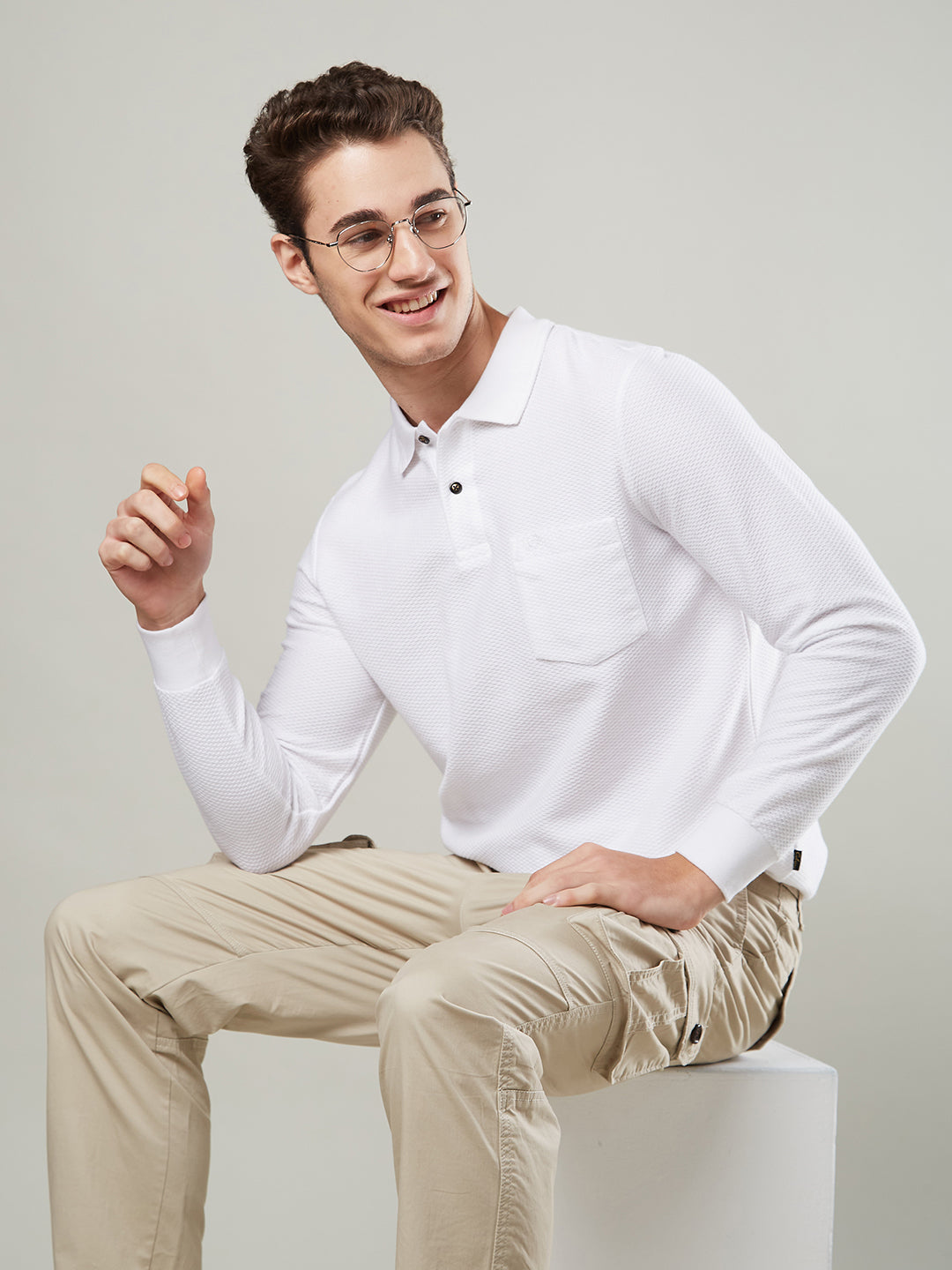 Men’s Jacquard Polo Shirt with Pocket – Full Sleeves
