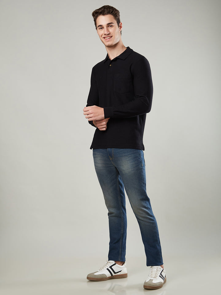 Men’s Jacquard Polo Shirt with Pocket – Full Sleeves