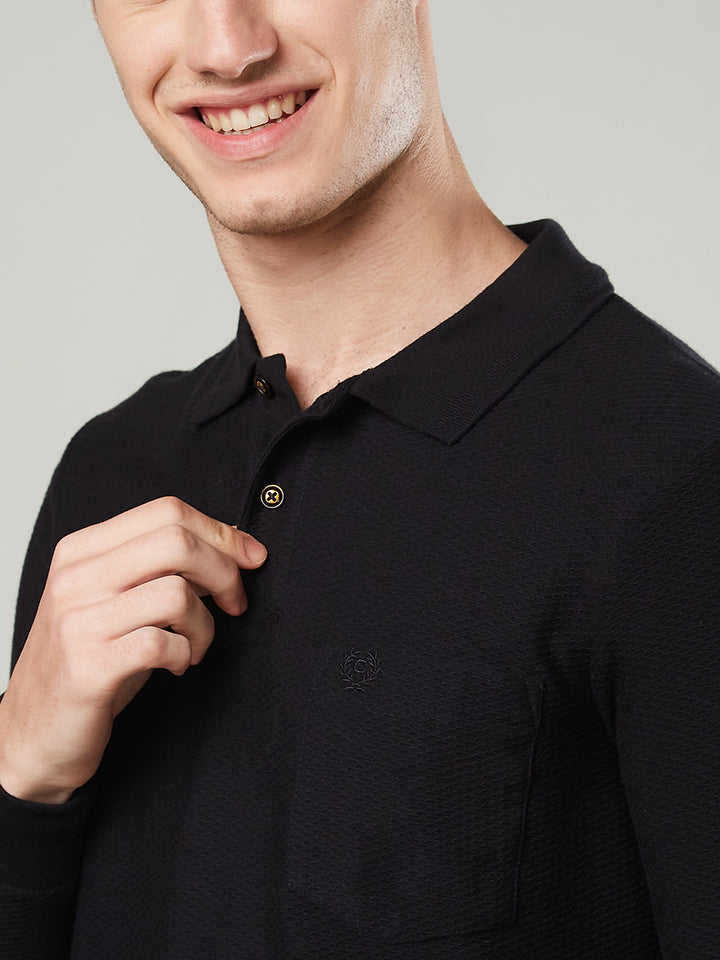 Men’s Jacquard Polo Shirt with Pocket – Full Sleeves