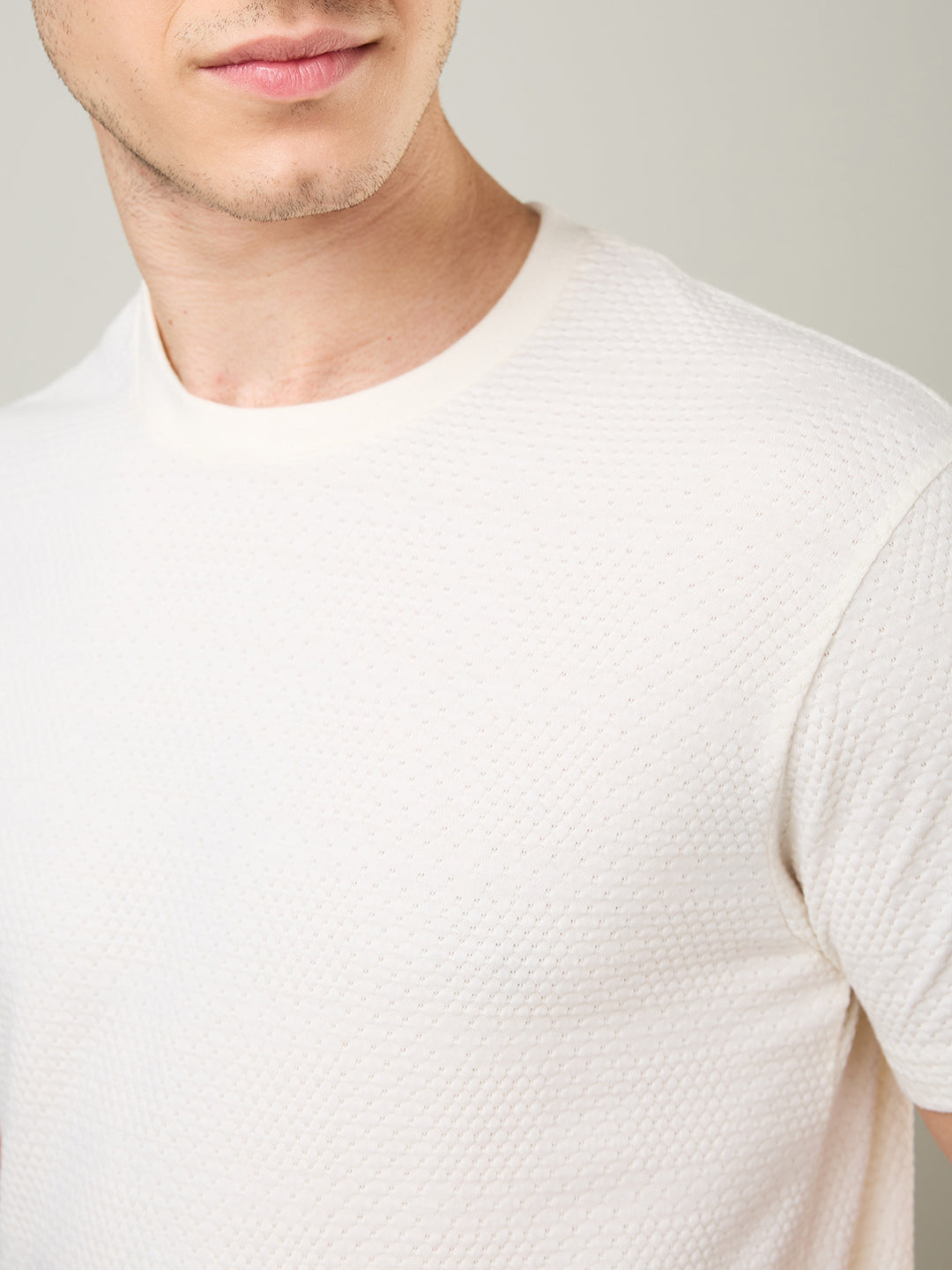 Jacquard Round Neck Tee