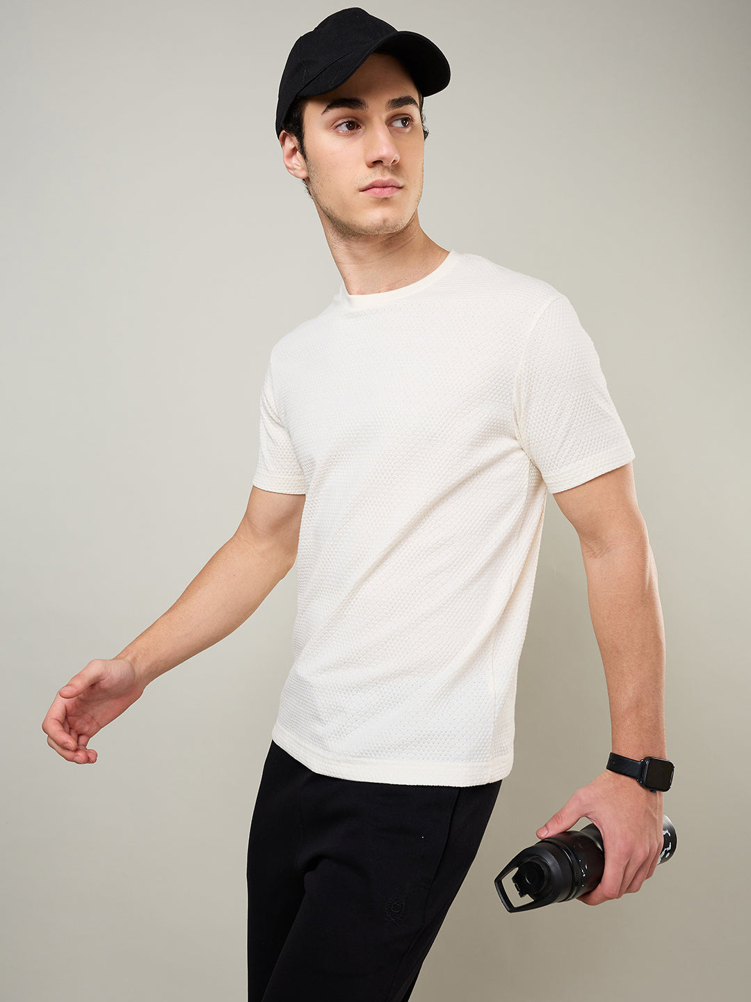 Jacquard Round Neck Tee