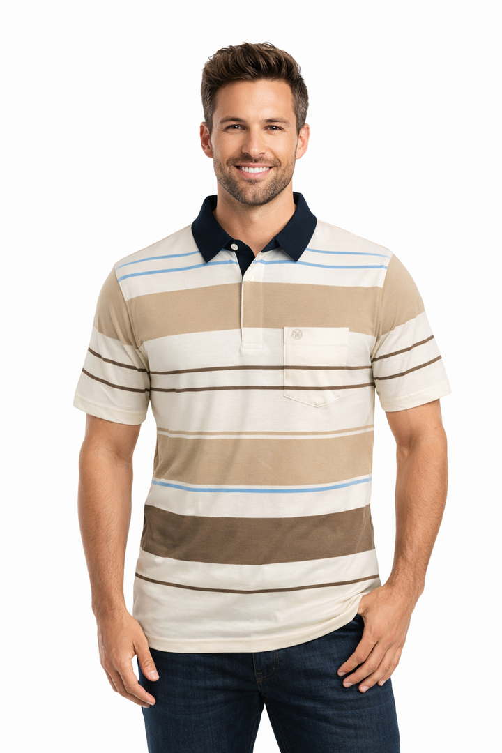 Men’s Half Sleeved Striped Polo