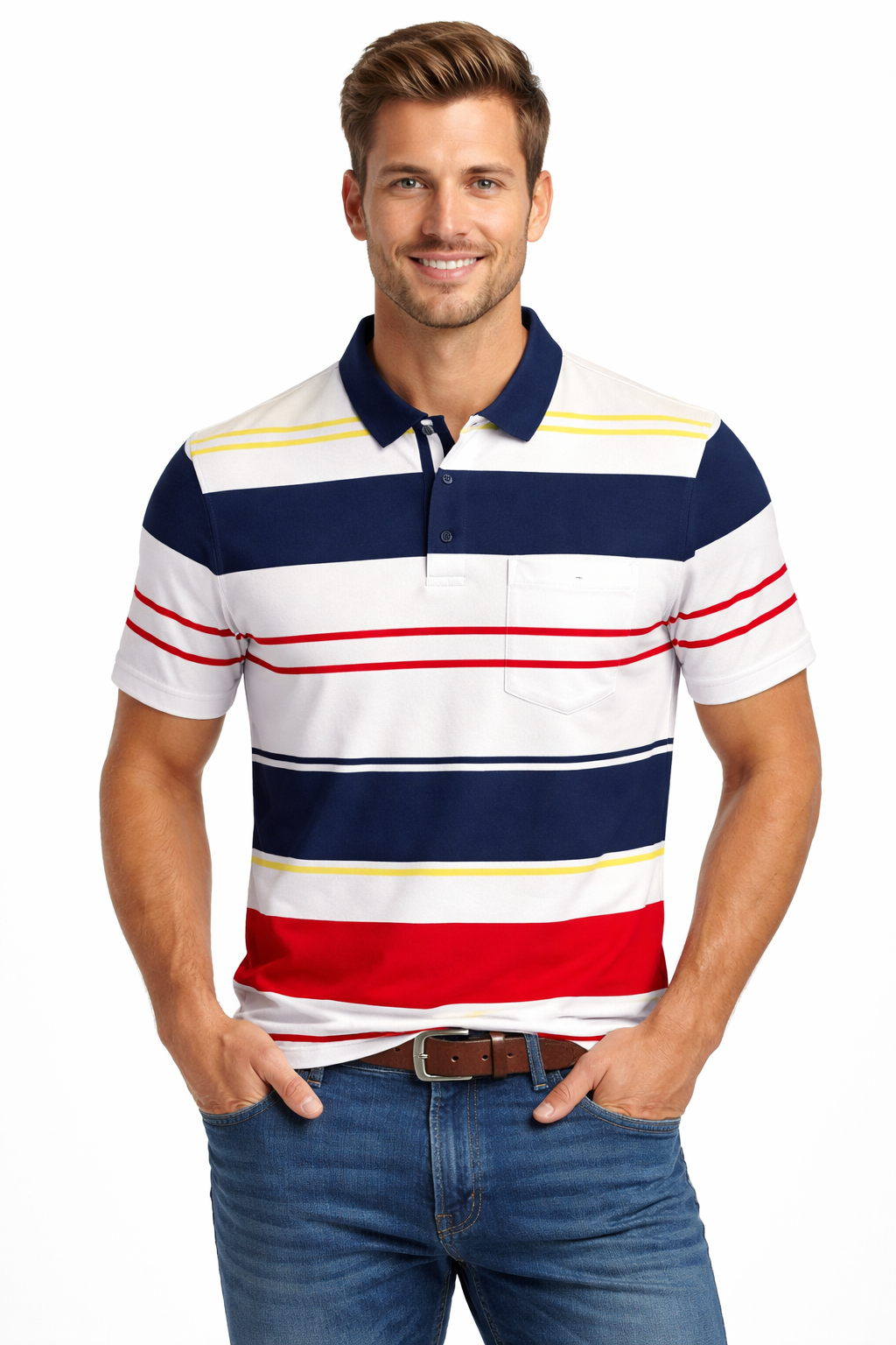 Men’s Half Sleeved Striped Polo
