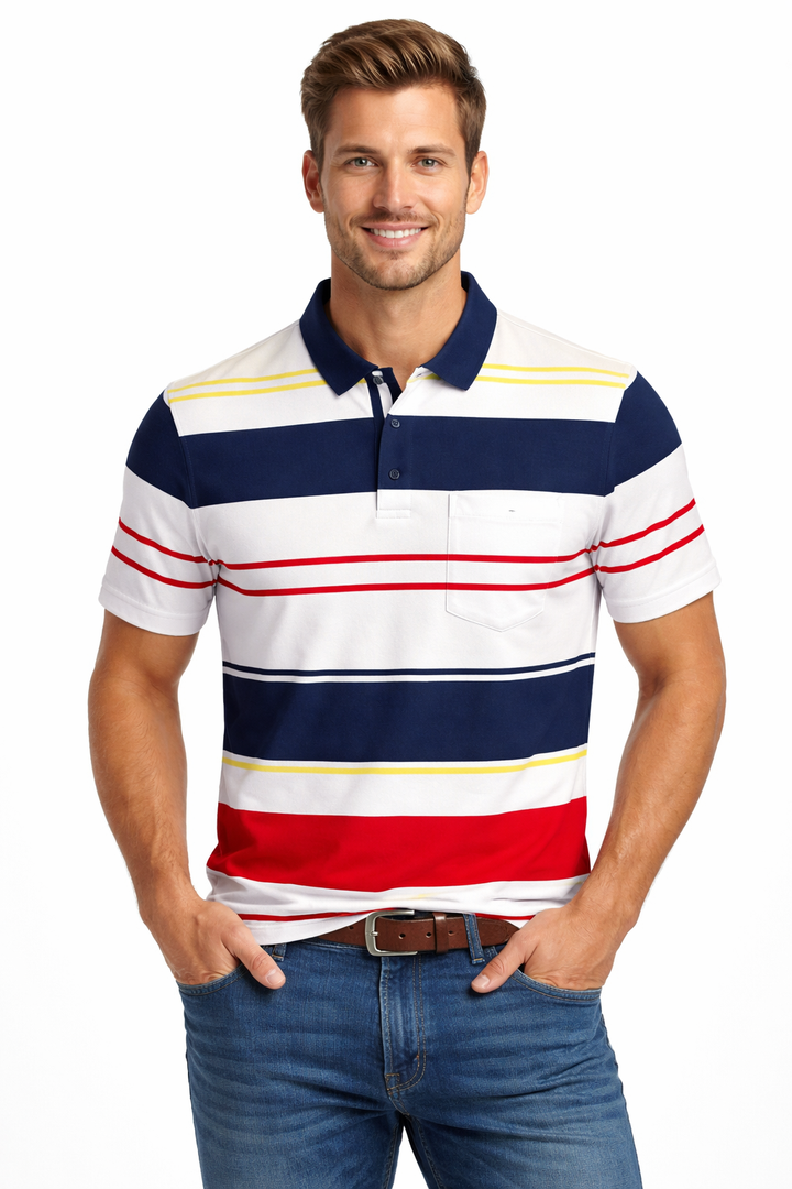 Men’s Half Sleeved Striped Polo