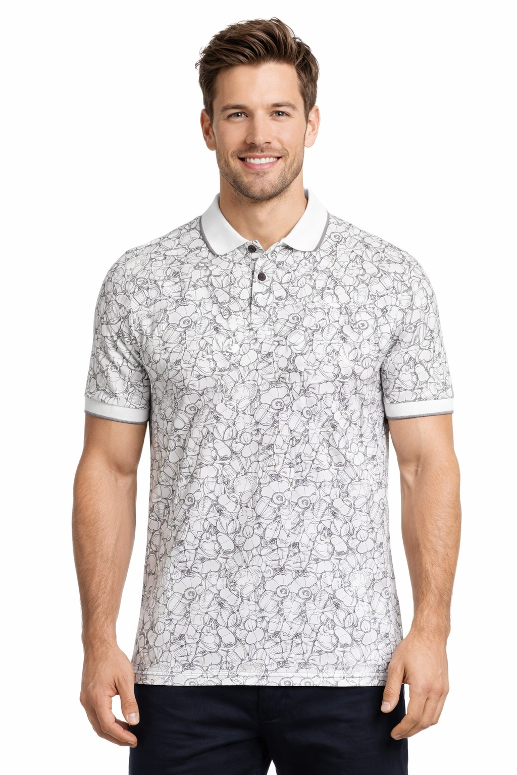 Men’s Floral Printed Polo