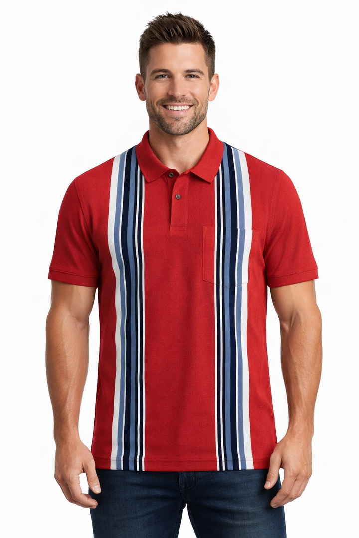 Men’s Vertical Stripe Polo