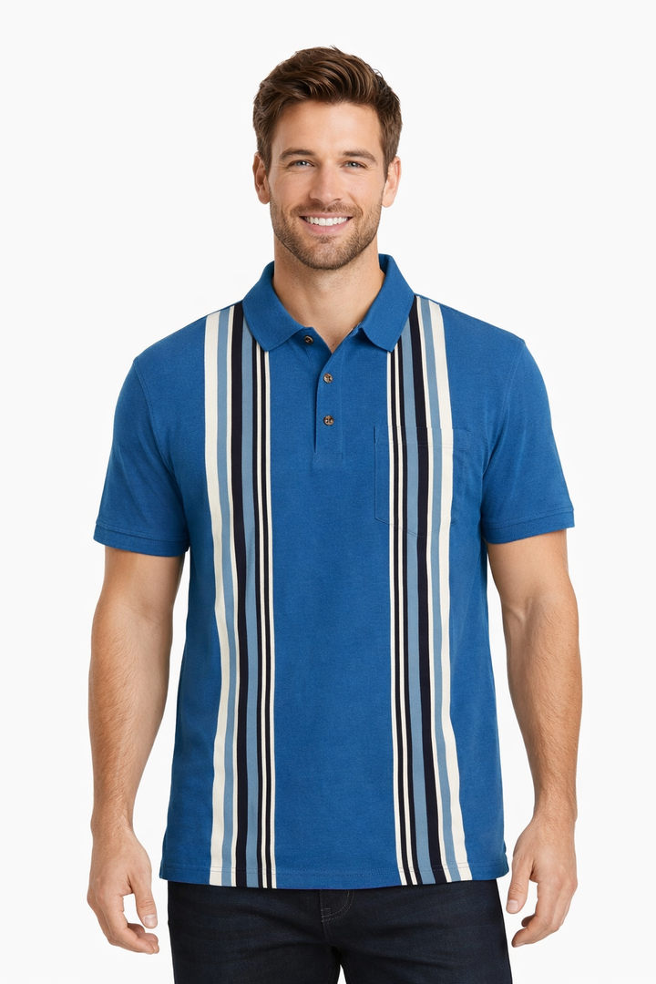 Men’s Vertical Stripe Polo