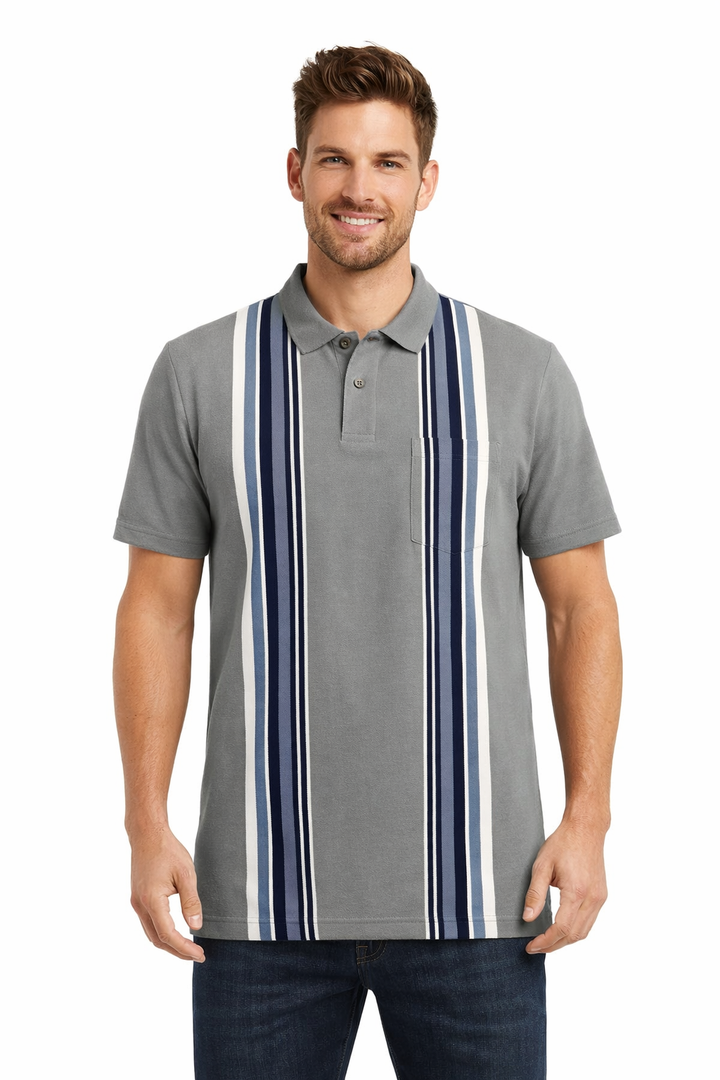 Men’s Vertical Stripe Polo