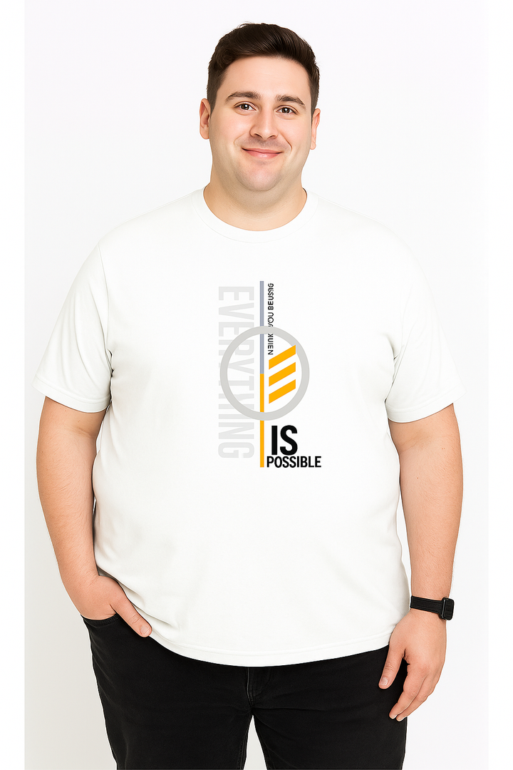 Men’s Printed Round Neck Tee – “Everything Is Possible” – Big & Tall
