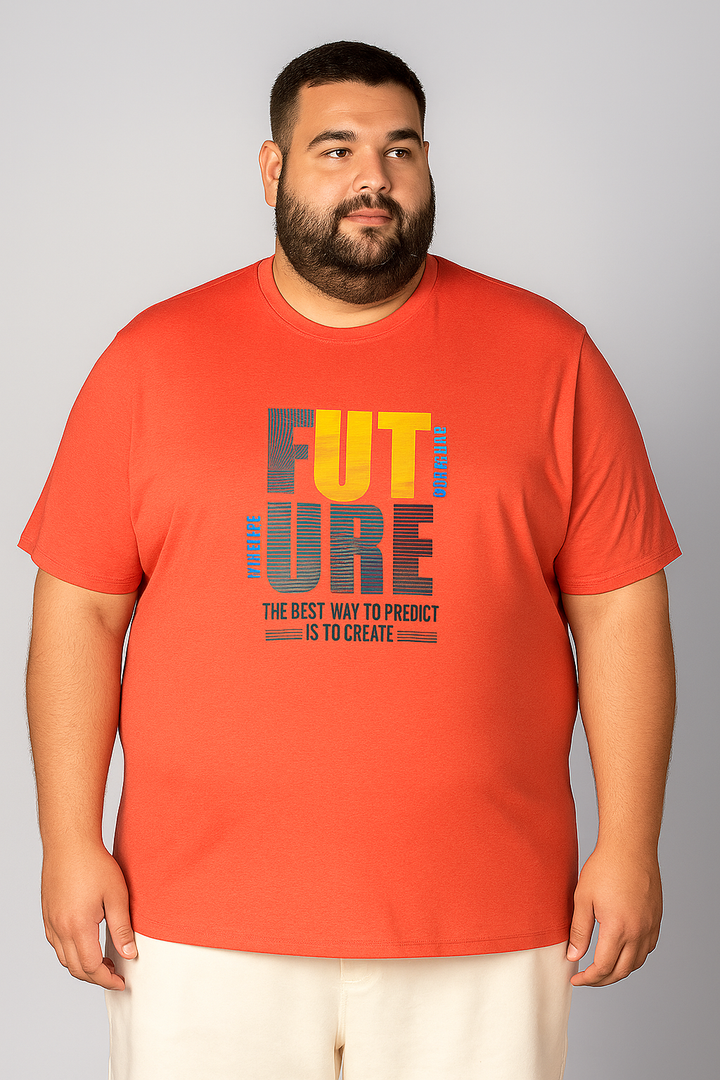 Men’s  Printed Round Neck Tee – “Future Create Your Way” - Big and Tall